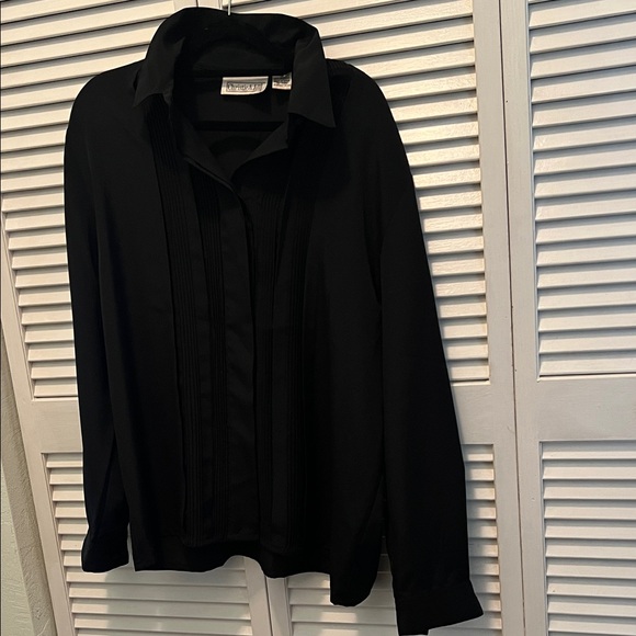 Christine & Jill Tops - # 0587+ Women’s Black Dress Shirt